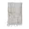 Cream &#x26; Natural Stripes &#x26; Fringe Woven Linen Throw Blanket